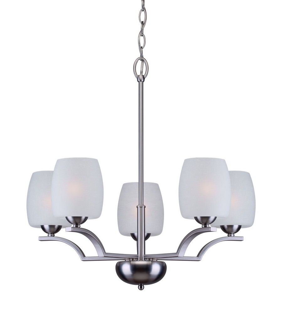 Forte Lighting-2631-05-55-Yetta - 5 Light Chandelier-22.75 Inches Tall and 23.75 Inches Wide   Brushed Nickel Finish with White Linen Glass