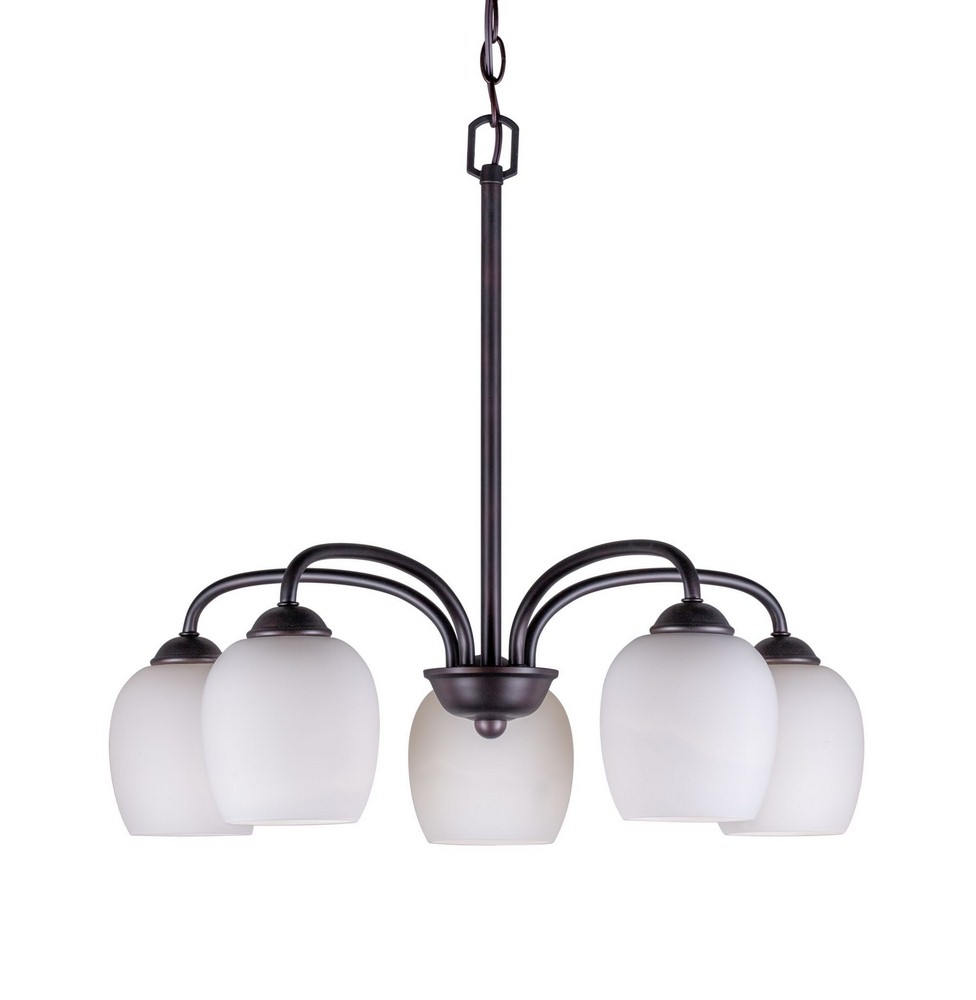 Forte Lighting-2636-05-32-Felton - 5 Light Chandelier-21.75 Inches Tall and 23 Inches Wide   Antique Bronze Finish with Satin Opal Glass