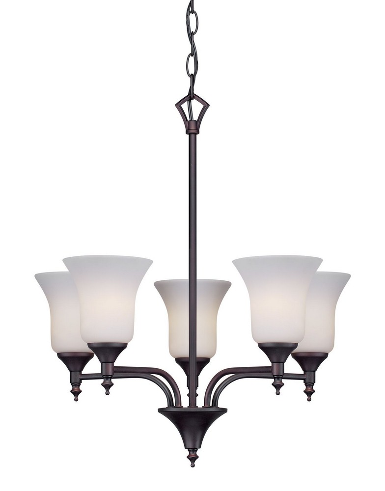 Forte Lighting-2638-05-32-Gian - 5 Light Chandelier-22 Inches Tall and 19.5 Inches Wide   Antique Bronze Finish with Satin Opal Glass