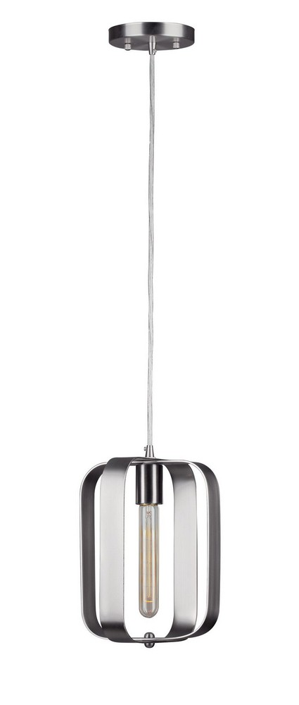 Forte Lighting-2640-01-55-Celeste - 1 Light Cord-Hung Mini Pendant-11 Inches Tall and 8 Inches Wide Brushed Nickel  Brushed Nickel Finish