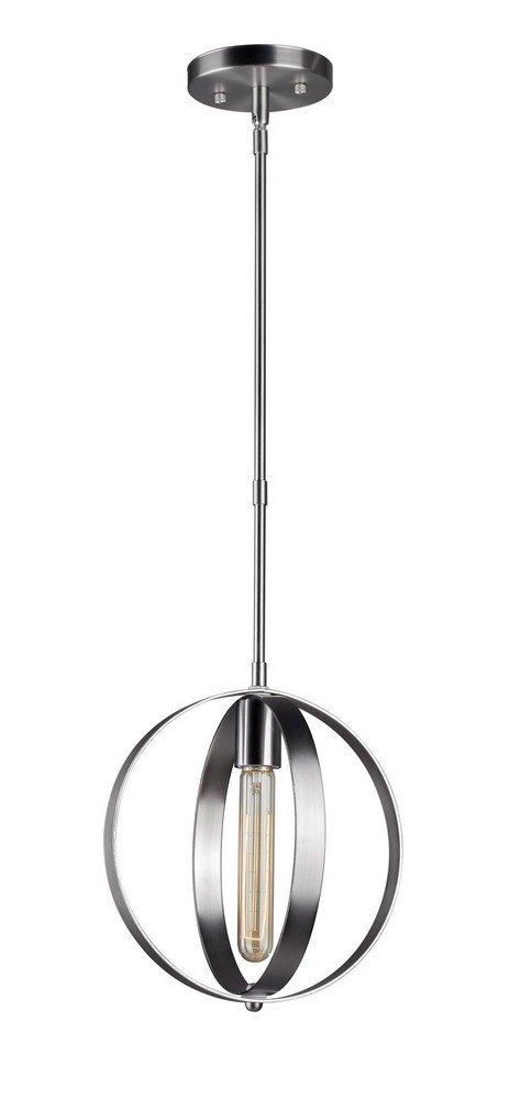 Forte Lighting-2641-01-55-Celeste - 1 Light Globe Mini Pendant-11 Inches Tall and 10 Inches Wide Brushed Nickel  Brushed Nickel Finish