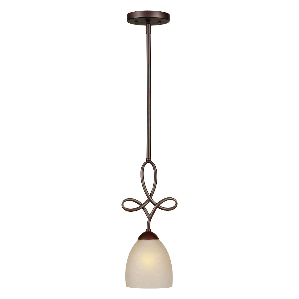 Forte Lighting-2661-01-32-Vani - 1 Light Mini Pendant-12 Inches Tall and 6.25 Inches Wide   Antique Bronze Finish with Umber Linen Glass