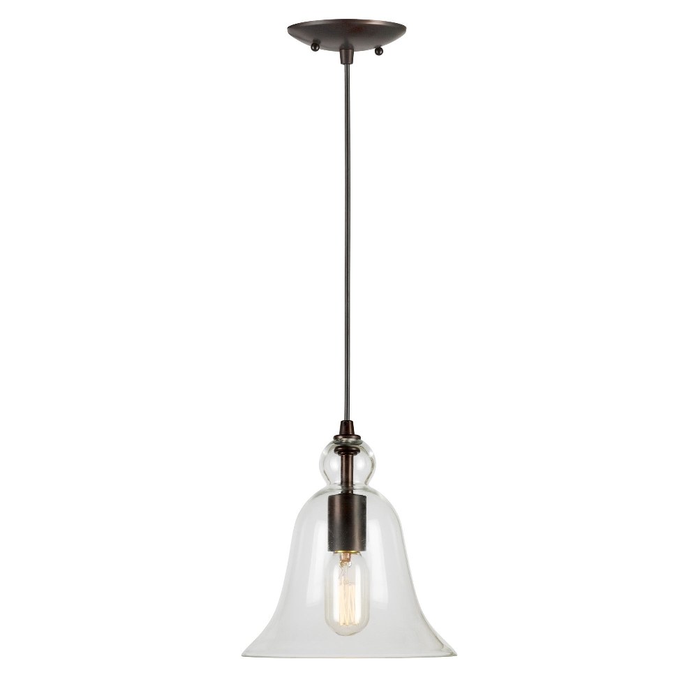 Forte Lighting-2676-01-32-Milo - 1 Light Cord-Hung Mini Pendant-9 Inches Tall and 8.25 Inches Wide Antique Bronze  Brushed Nickel Finish with Clear Glass