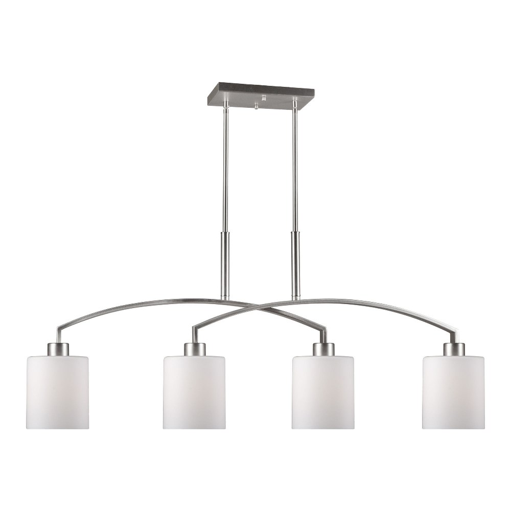 Forte Lighting-2683-04-55-Shanti - 4 Light Island Pendant-18 Inches Tall and 7.75 Inches Wide Brushed Nickel  Antique Bronze Finish with Satin Opal Glass