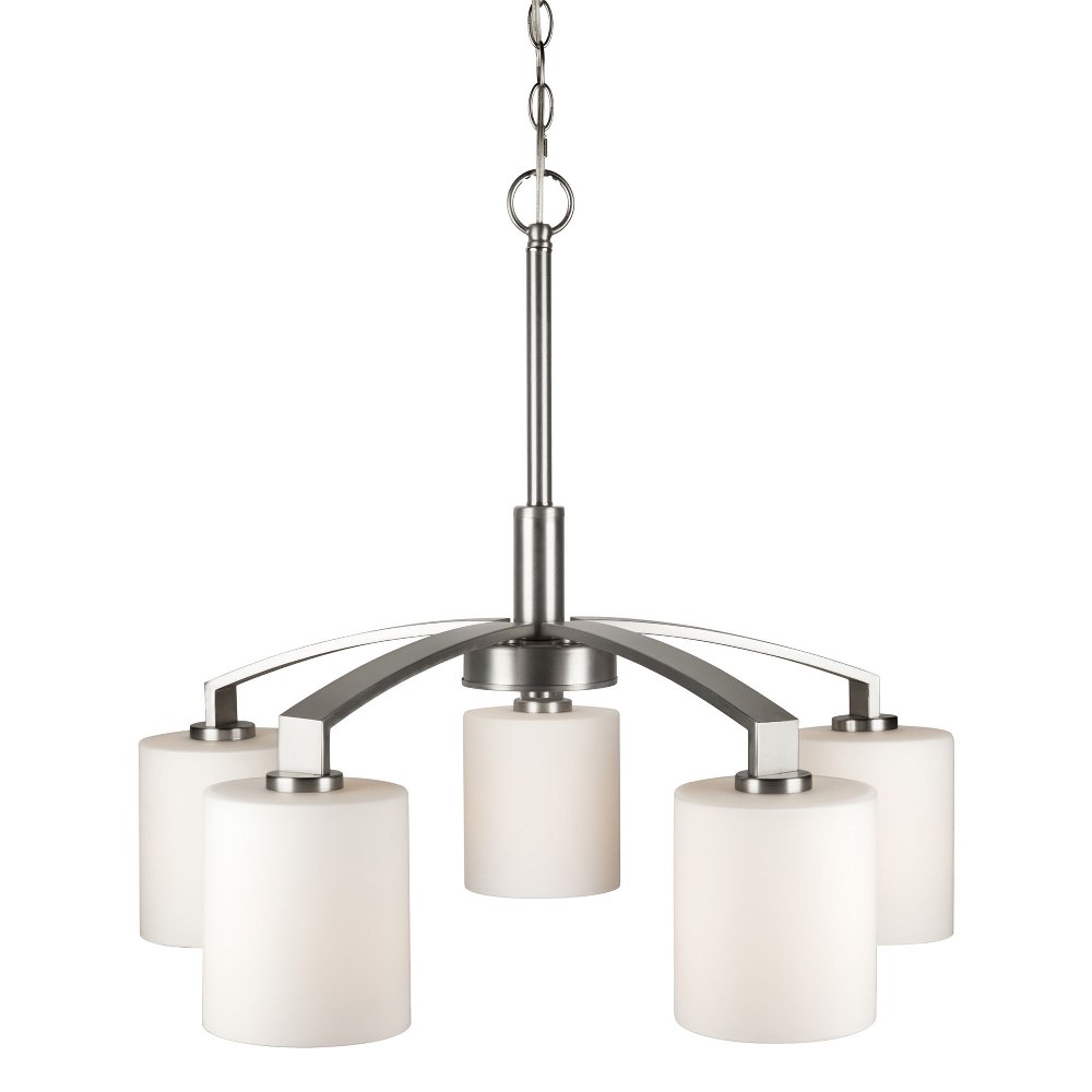 Forte Lighting-2683-05-55-Shanti - 5 Light Chandelier-23 Inches Tall and 27 Inches Wide Brushed Nickel  Antique Bronze Finish with Satin Opal Glass