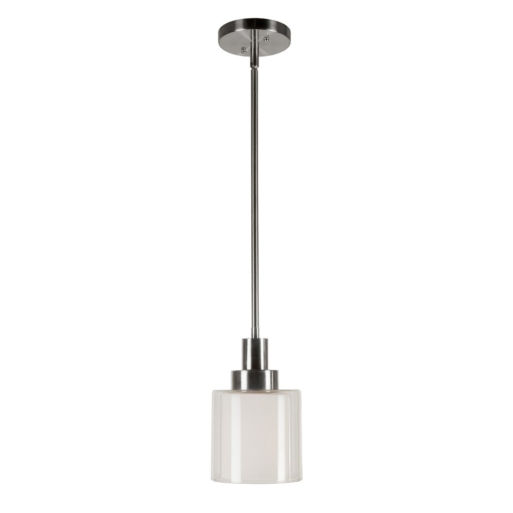 Forte Lighting-2691-01-55-Gino - 1 Light Mini Pendant-9.5 Inches Tall and 6 Inches Wide   Brushed Nickel Finish with Clear/Frosted White Glass