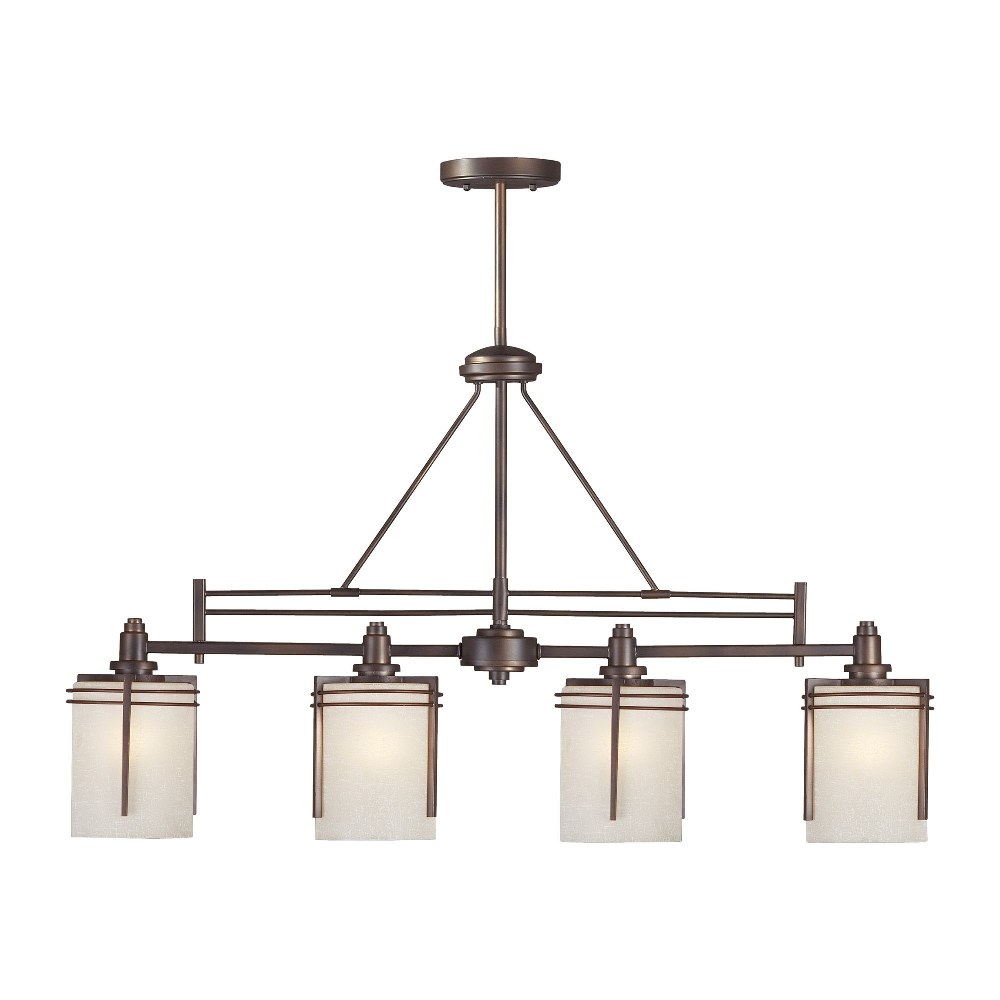 Forte Lighting-2692-04-32-Jolie - 4 Light Island Pendant-21 Inches Tall and 6 Inches Wide   Antique Bronze Finish with White Linen Glass