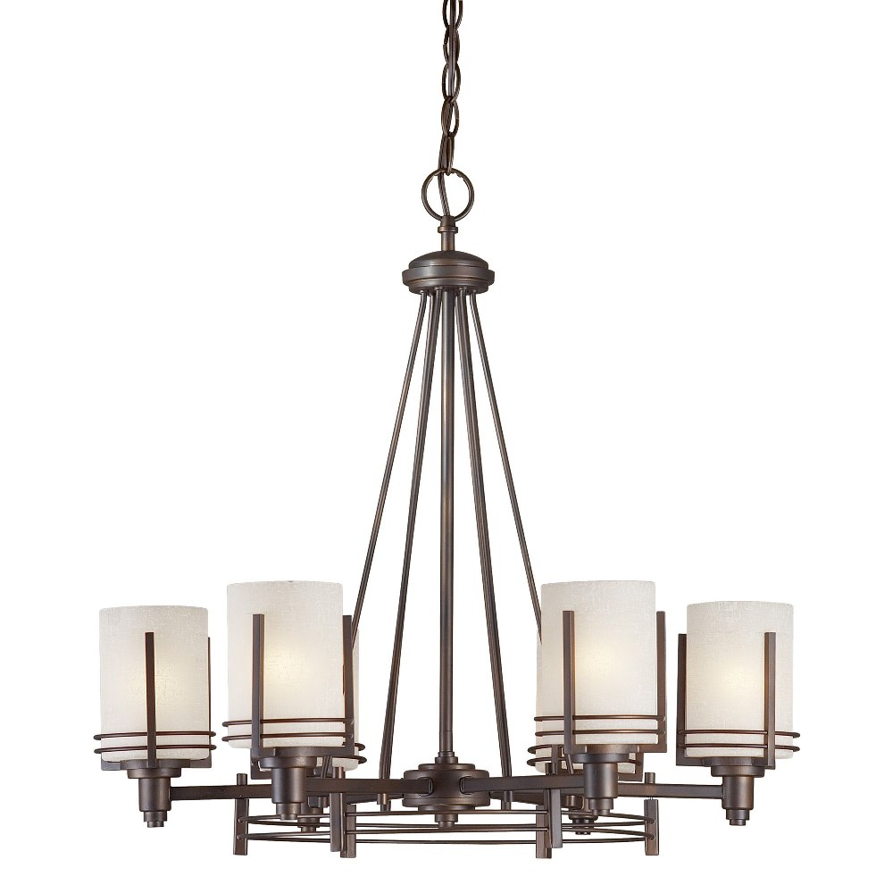 Forte Lighting-2692-06-32-Jolie - 6 Light Chandelier-31 Inches Tall and 26 Inches Wide   Antique Bronze Finish with White Linen Glass