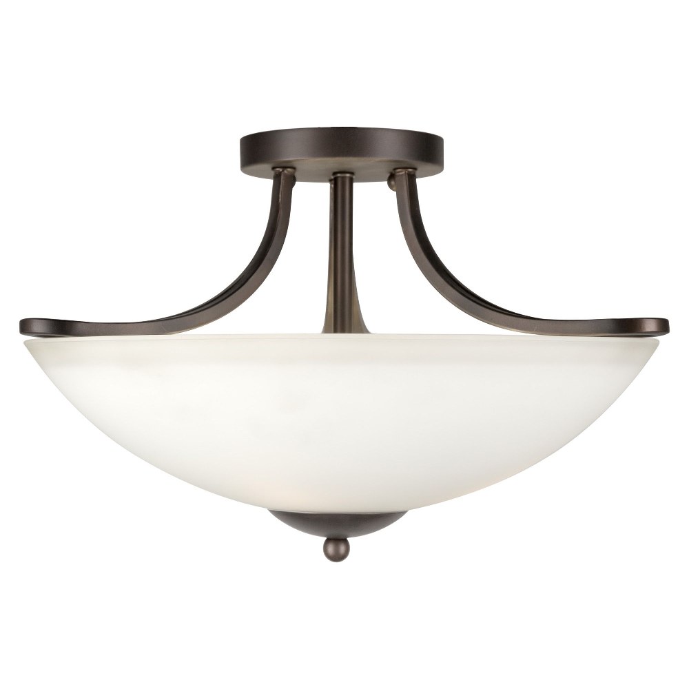 Forte Lighting-2697-03-32-Nell - 3 Light Semi-Flush Mount-12 Inches Tall and 16.5 Inches Wide   Antique Bronze Finish with White Glass