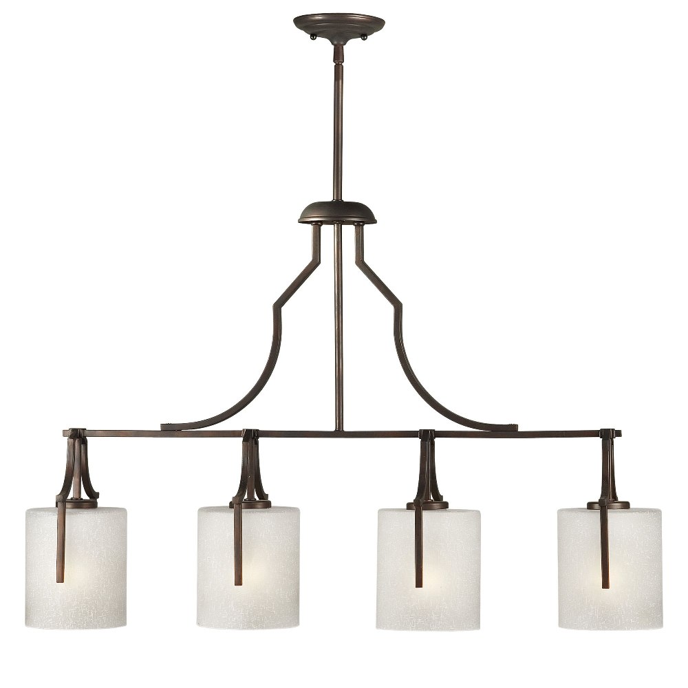 Forte Lighting-2702-04-32-Dax - 4 Light Island Pendant-23.5 Inches Tall and 7.75 Inches Wide   Antique Bronze Finish with White Linen Glass