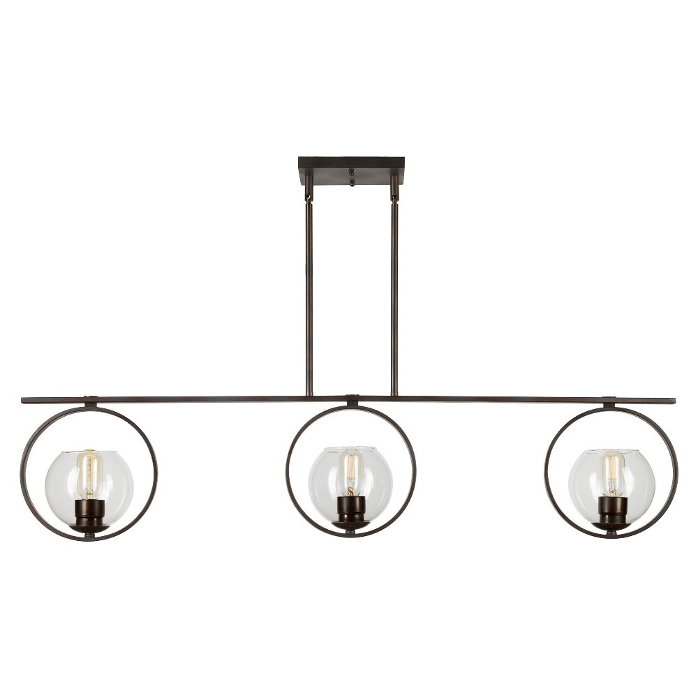 Forte Lighting-2703-03-32-Hoops - 3 Light Island Pendant-10 Inches Tall and 6 Inches Wide   Antique Bronze Finish with Clear Glass