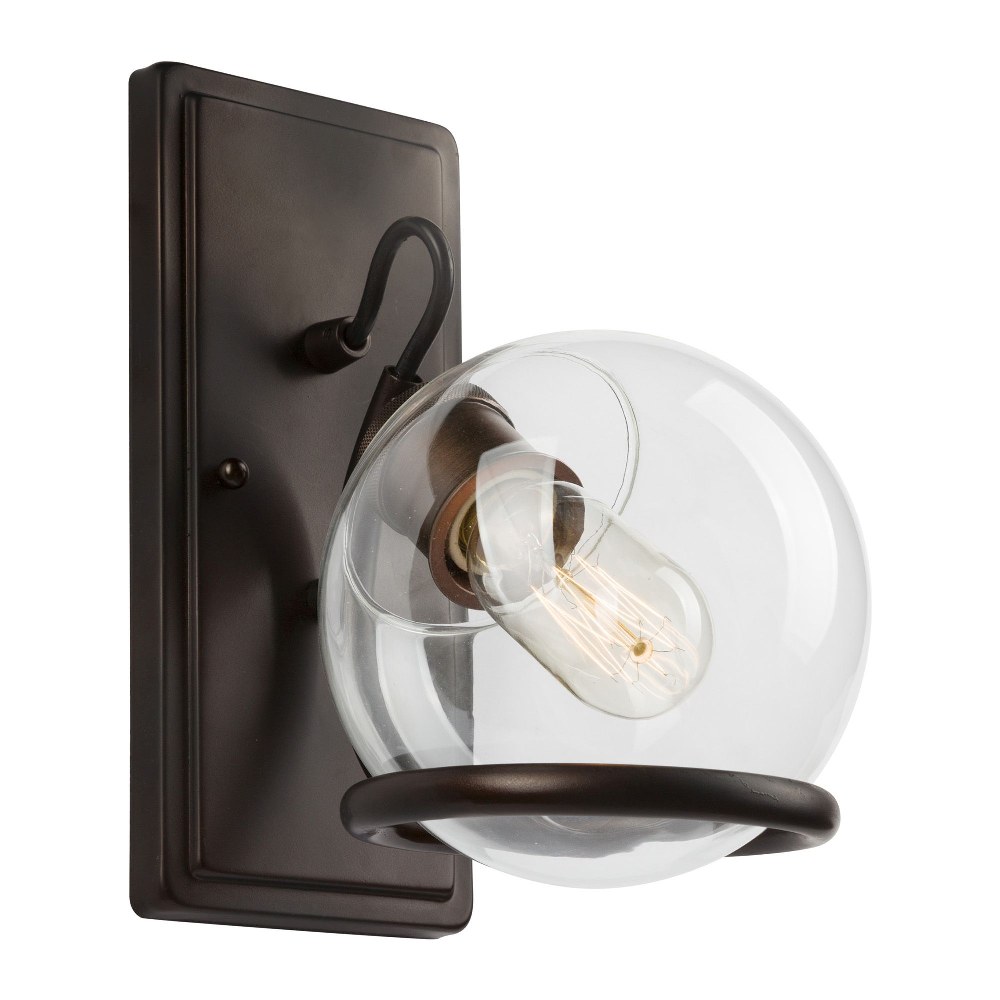 Forte Lighting-2706-01-32-Hoops - 1 Light Wall Sconce-10 Inches Tall and 6 Inches Wide   Antique Bronze Finish with Clear Glass