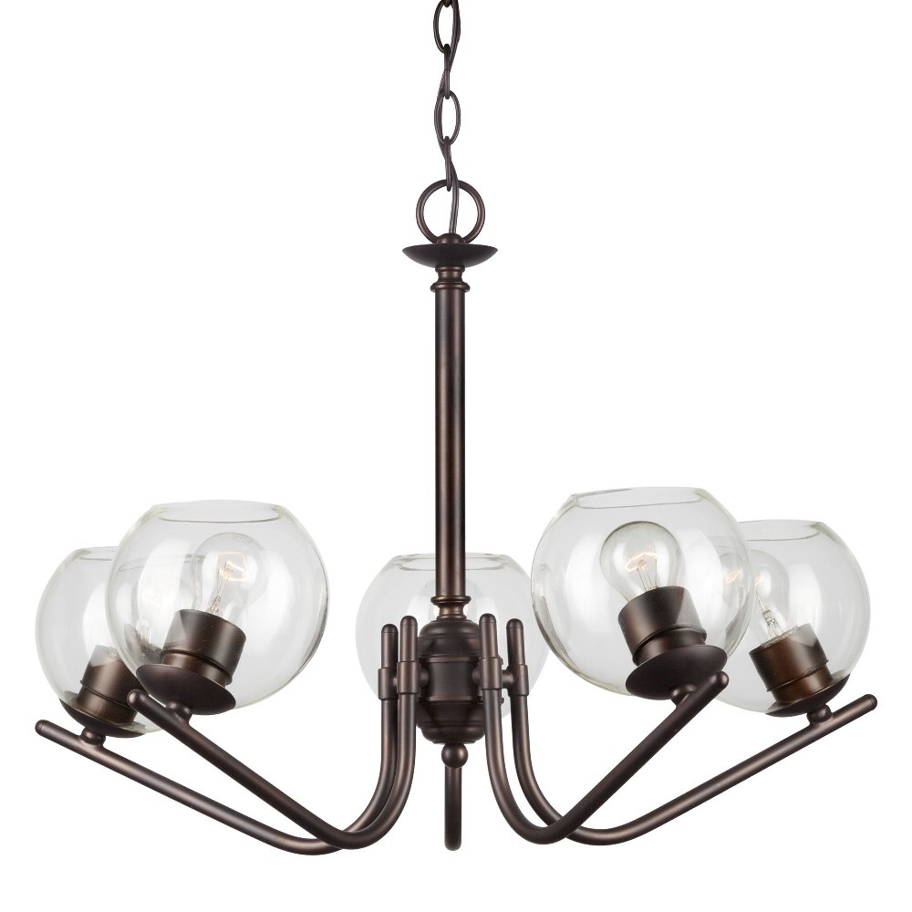 Forte Lighting-2707-05-32-Naya - 5 Light Chandelier-24.5 Inches Tall and 19.25 Inches Wide   Antique Bronze Finish with Clear Glass