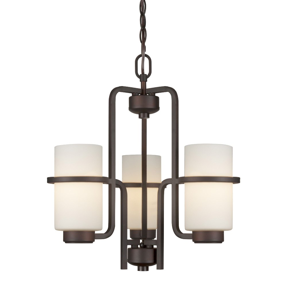 Forte Lighting-2712-03-32-Hayden - 3 Light Chandelier-19 Inches Tall and 18 Inches Wide   Antique Bronze Finish with Satin Opal Glass