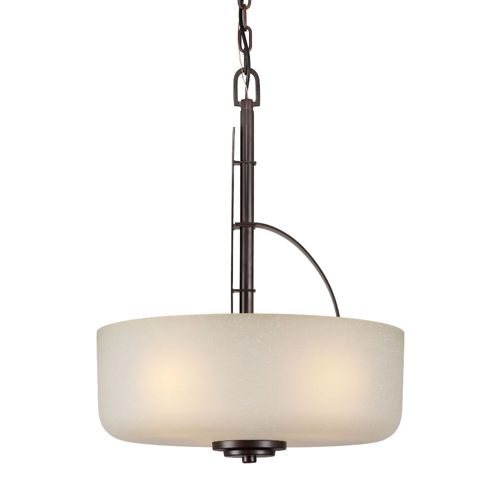Forte Lighting-2754-03-32-Zane - 3 Light Bowl Pendant-22 Inches Tall and 17 Inches Wide   Antique Bronze Finish with Umber Linen Glass