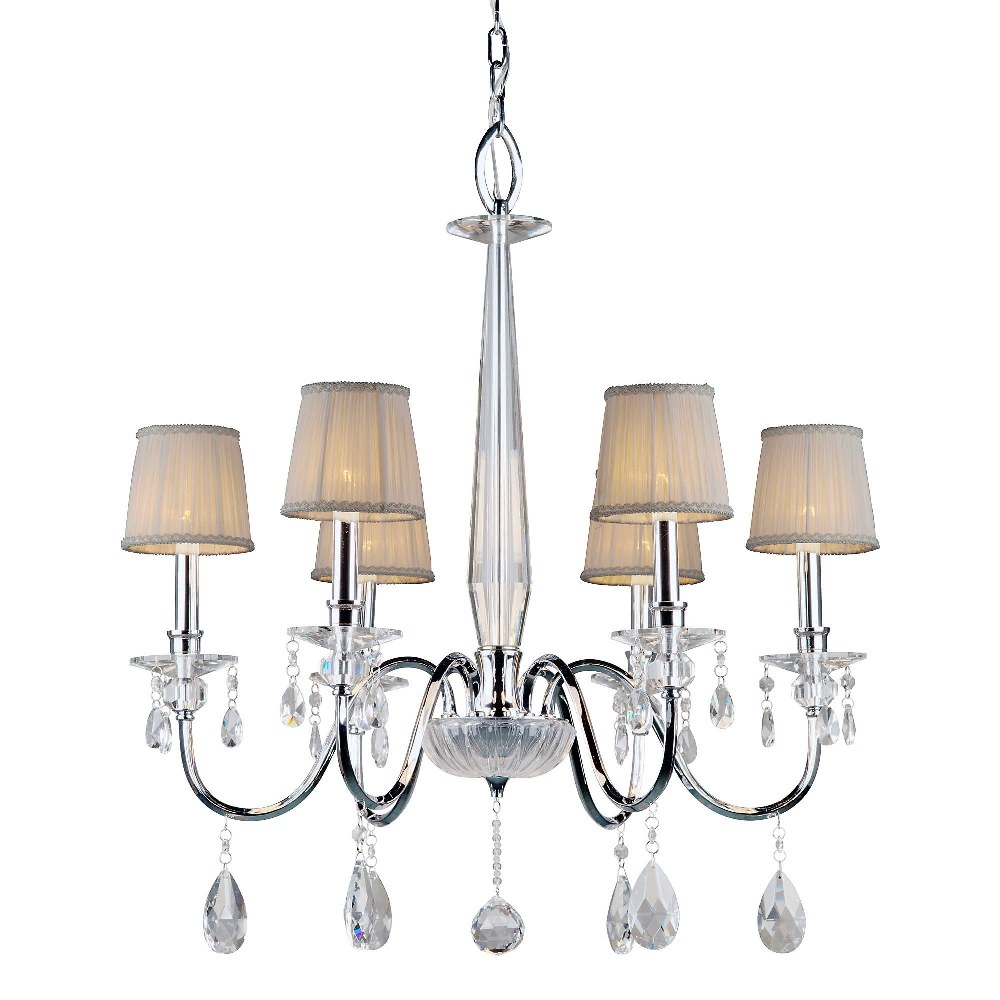 Forte Lighting-4009-06-05-Cirrus - 6 Light Chandelier-29.5 Inches Tall and 28.5 Inches Wide   Chrome Finish with White Fabric Shade