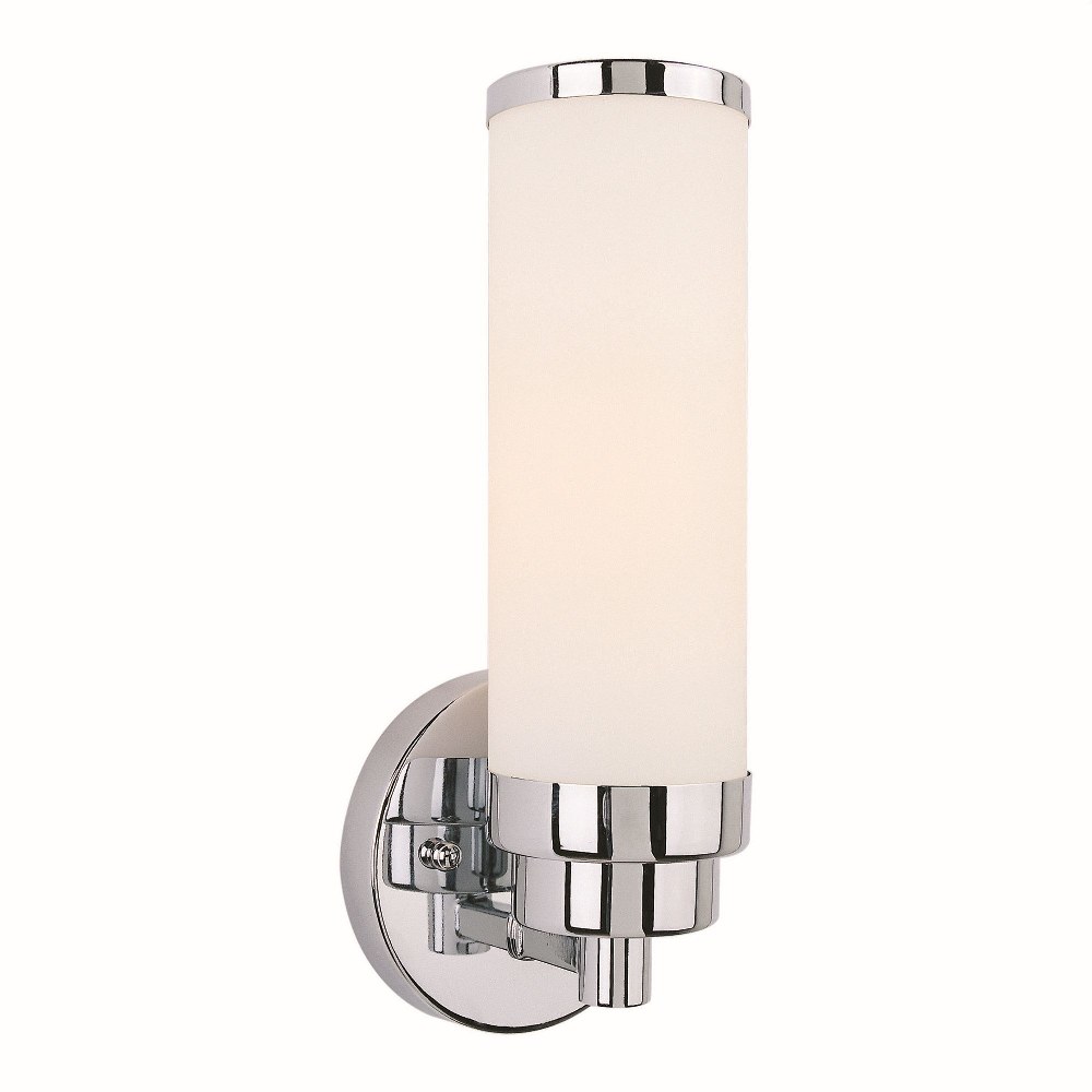 Forte Lighting-5064-01-05-Morgan - 1 Light Wall Sconce-11.5 Inches Tall and 4.5 Inches Wide   Chrome Finish with Satin Opal Glass