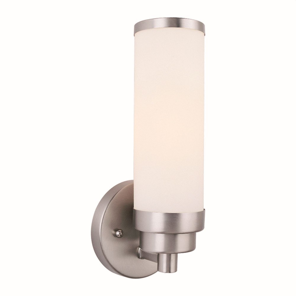 Forte Lighting-5064-01-55-Morgan - 1 Light Wall Sconce-11.5 Inches Tall and 4.5 Inches Wide   Brushed Nickel Finish with Satin Opal Glass