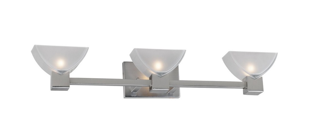 Forte Lighting-5079-03-55-Theo - 3 Light Bath Bar-5 Inches Tall and 30.5 Inches Wide   Brushed Nickel Finish with Clear/Sandblast Glass