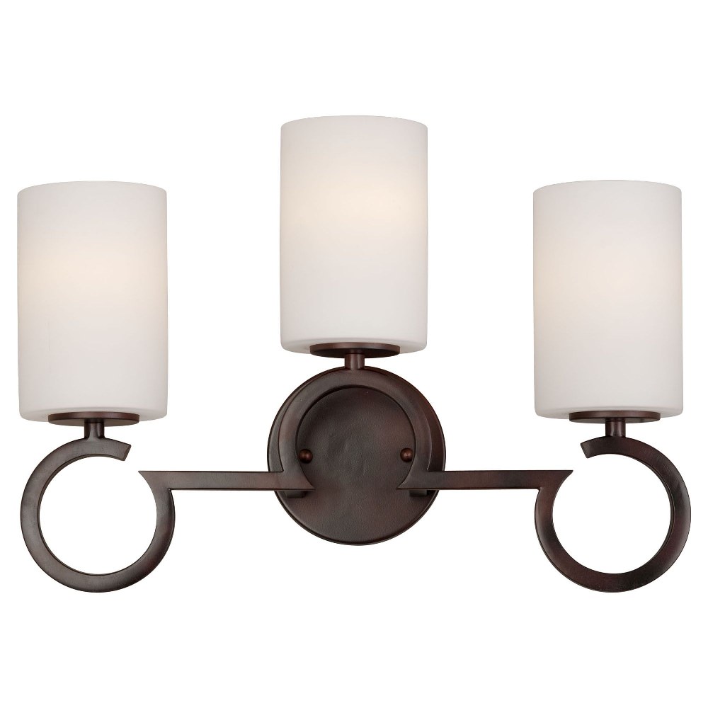 Forte Lighting-5085-03-32-Bath - 3 Light Bath Bar-12.75 Inches Tall and 18 Inches Wide   Antique Bronze Finish with Satin Opal Glass