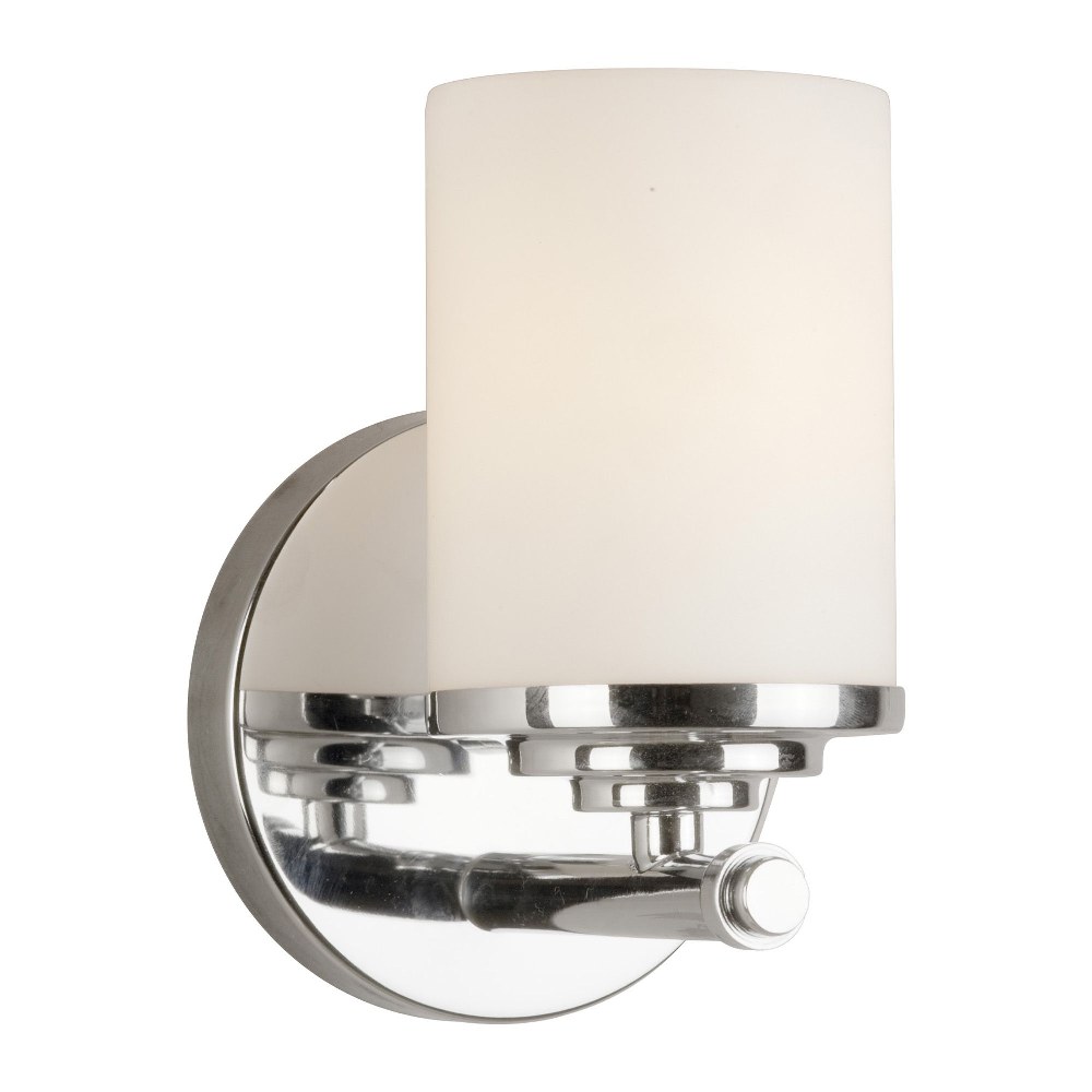 Forte Lighting-5105-01-05-Ames - 1 Light Wall Sconce-7 Inches Tall and 4.75 Inches Wide Chrome  Soft Gold Finish with Satin Opal Glass