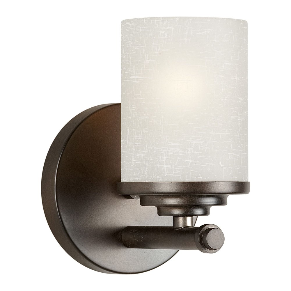 Forte Lighting-5105-01-32-Ames - 1 Light Wall Sconce-7 Inches Tall and 4.75 Inches Wide Antique Bronze  Soft Gold Finish with Satin Opal Glass