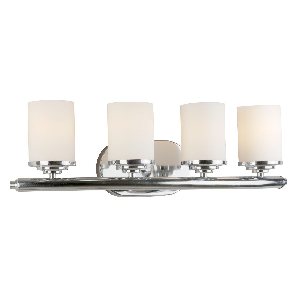 Forte Lighting-5105-04-05-Ames - 4 Light Bath Bar-7 Inches Tall and 24 Inches Wide   Brushed Nickel Finish with Satin Opal Glass