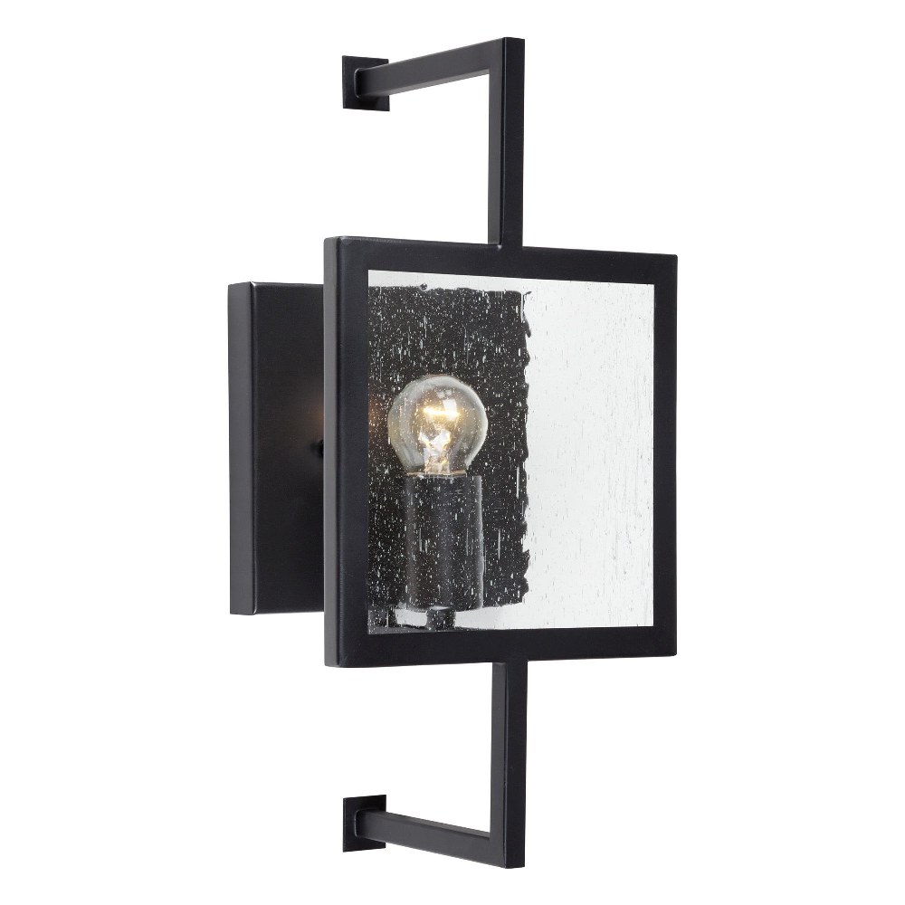 Forte Lighting-5114-01-04-Yao - 1 Light Wall Sconce-15 Inches Tall and 7 Inches Wide   Black Finish with Clear Seedy Glass