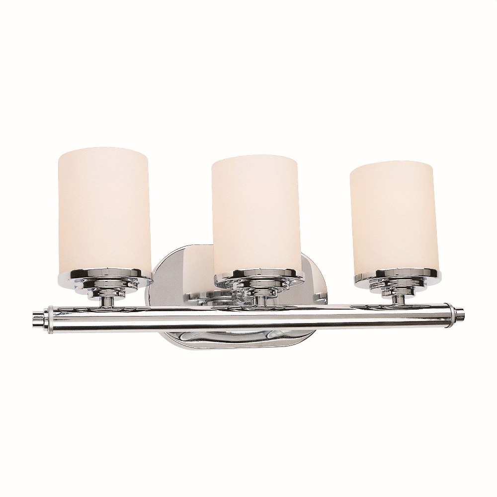 Forte Lighting-5115-03-05-Ames - 3 Light Bath Bar-7 Inches Tall and 17.5 Inches Wide   Chrome Finish with Satin Opal Glass