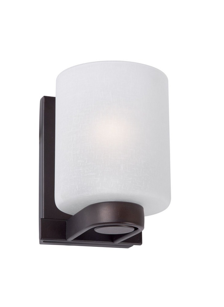 Forte Lighting-5142-01-32-Mona - 1 Light Wall Sconce-7.25 Inches Tall and 5 Inches Wide Antique Bronze  Brushed Nickel Finish with White Linen Glass