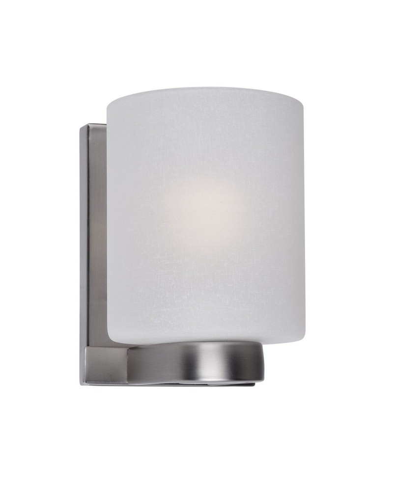 Forte Lighting-5142-01-55-Mona - 1 Light Wall Sconce-7.25 Inches Tall and 5 Inches Wide   Brushed Nickel Finish with White Linen Glass