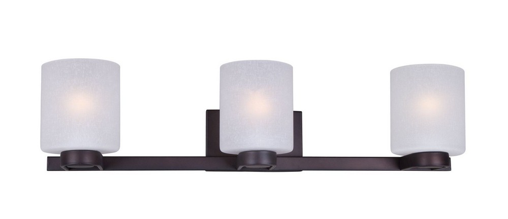Forte Lighting-5142-03-32-Mona - 3 Light Bath Bar-7 Inches Tall and 29 Inches Wide   Antique Bronze Finish with White Linen Glass