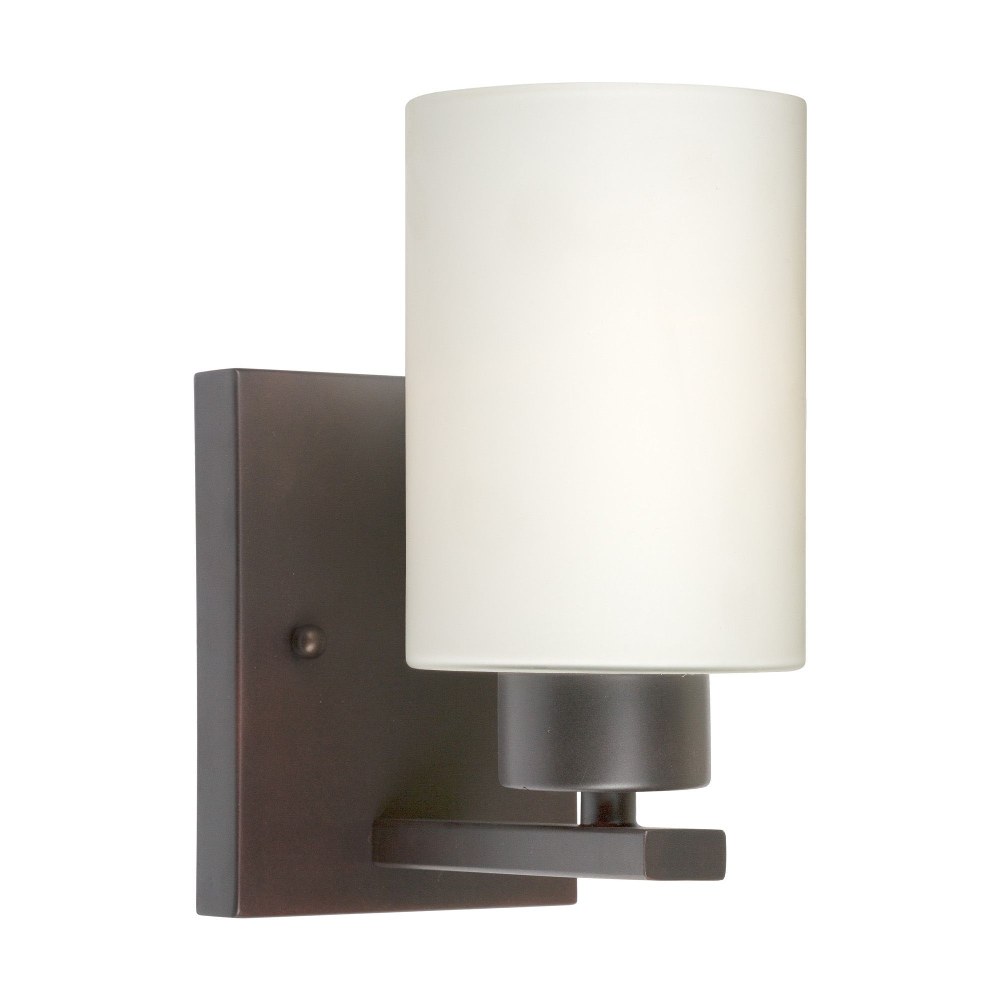 Forte Lighting-5186-01-32-Ava - 1 Light Wall Sconce-8 Inches Tall and 4.5 Inches Wide Antique Bronze  Chrome Finish with Satin Opal Glass