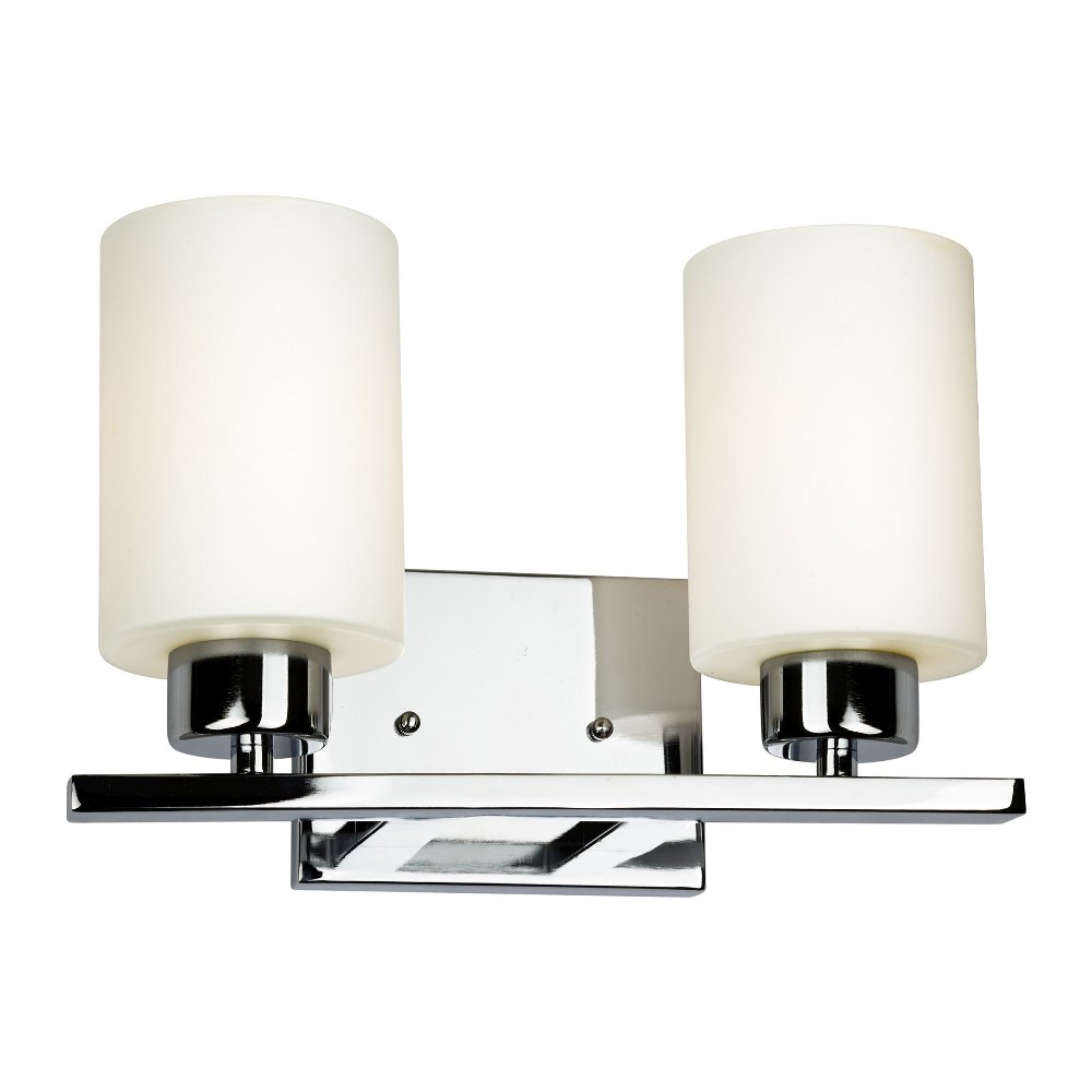 Forte Lighting-5186-02-05-Ava - 2 Light Bath Bar-8 Inches Tall and 12.5 Inches Wide   Chrome Finish with Satin Opal Glass