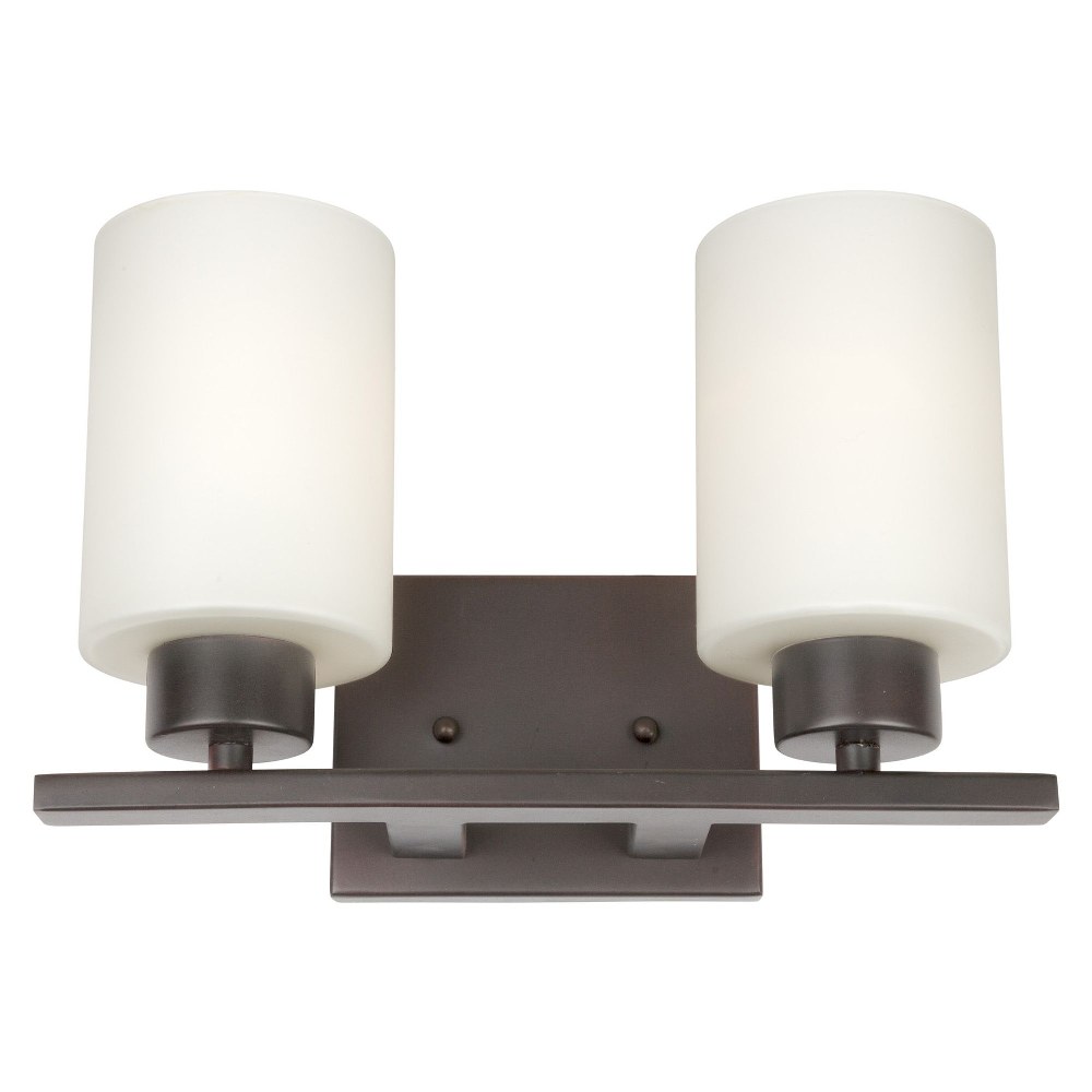 Forte Lighting-5186-02-32-Ava - 2 Light Bath Bar-8 Inches Tall and 12.5 Inches Wide   Antique Bronze Finish with Satin Opal Glass