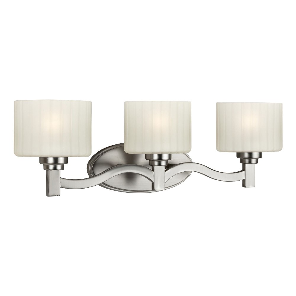 Forte Lighting-5188-03-55-Dayton - 3 Light Bath Bar-7.25 Inches Tall and 24 Inches Wide   Brushed Nickel Finish with Satin White Glass