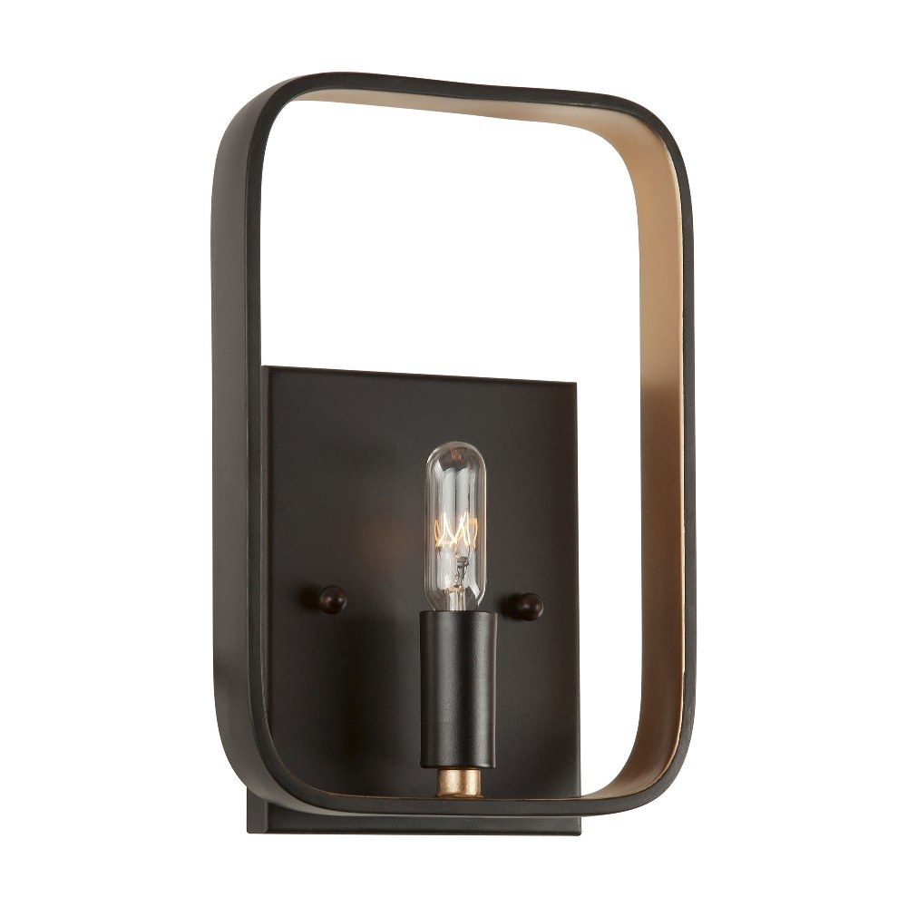 Forte Lighting-5196-01-42-Kineo - 1 Light ADA Wall Sconce-9.5 Inches Tall and 6.25 Inches Wide   Black/Gold Finish