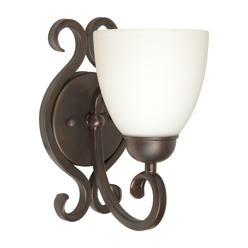 Forte Lighting-5250-01-32-Sutter - 1 Light Wall Sconce-9.5 Inches Tall and 5.25 Inches Wide   Antique Bronze Finish with White Glass