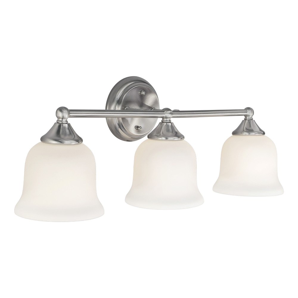 Forte Lighting-5532-03-55-Dani - 3 Light Bath Bar-9 Inches Tall and 24 Inches Wide   Brushed Nickel Finish with Satin Opal Glass