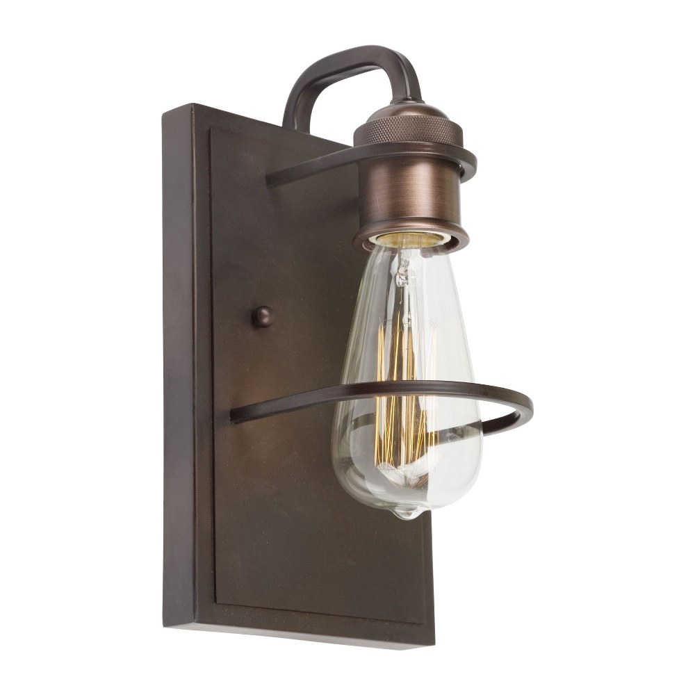 Forte Lighting-5535-01-32-Hoops - 1 Light Wall Sconce-10 Inches Tall and 5.5 Inches Wide   Antique Bronze Finish