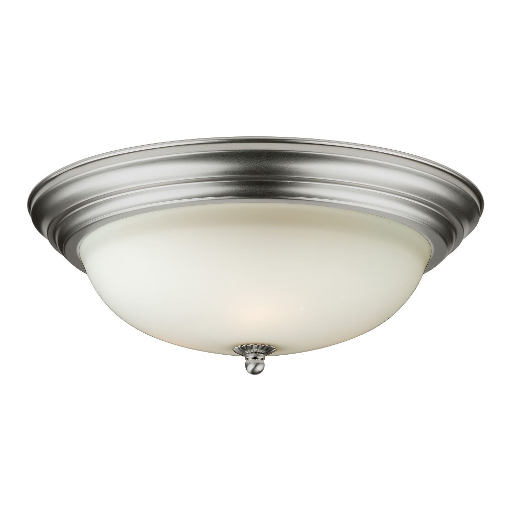 Forte Lighting-6029-03-55-Brandi - 3 Light Flush Mount-6.5 Inches Tall and 15.5 Inches Wide   Brushed Nickel Finish with White Glass