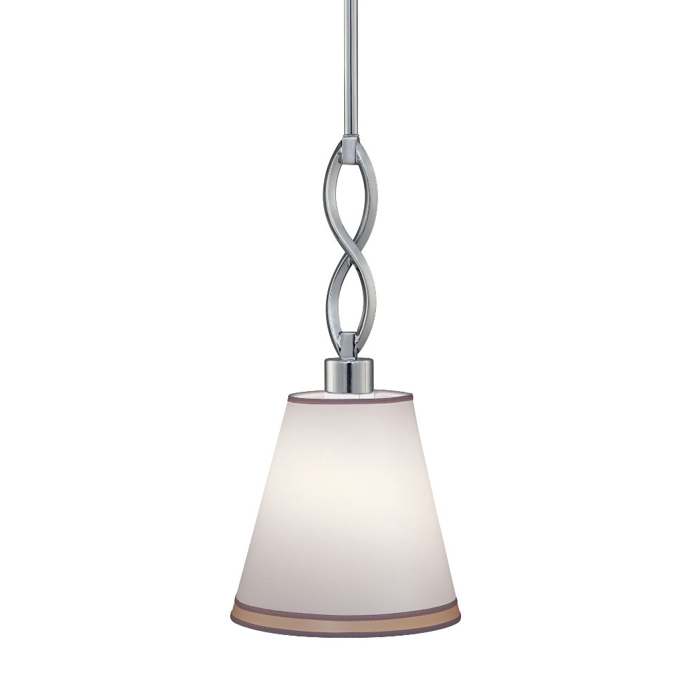 Forte Lighting-7032-01-05-Domo - 1 Light Mini Pendant-17 Inches Tall and 8 Inches Wide   Chrome Finish with White Fabric Shade