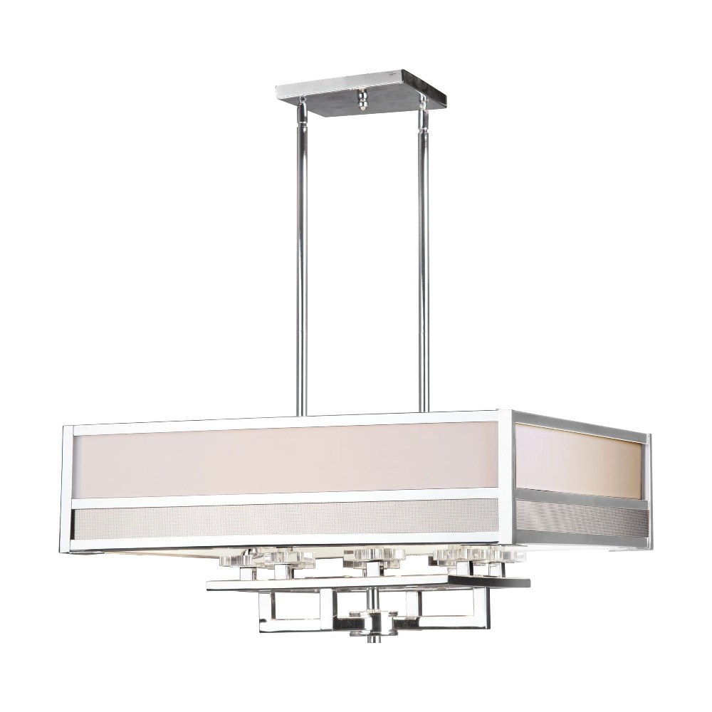 Forte Lighting-7034-08-05-Ione - 8 Light Square Pendant-12.5 Inches Tall and 26.5 Inches Wide   Chrome Finish with Square Glass with White Fabric Shade