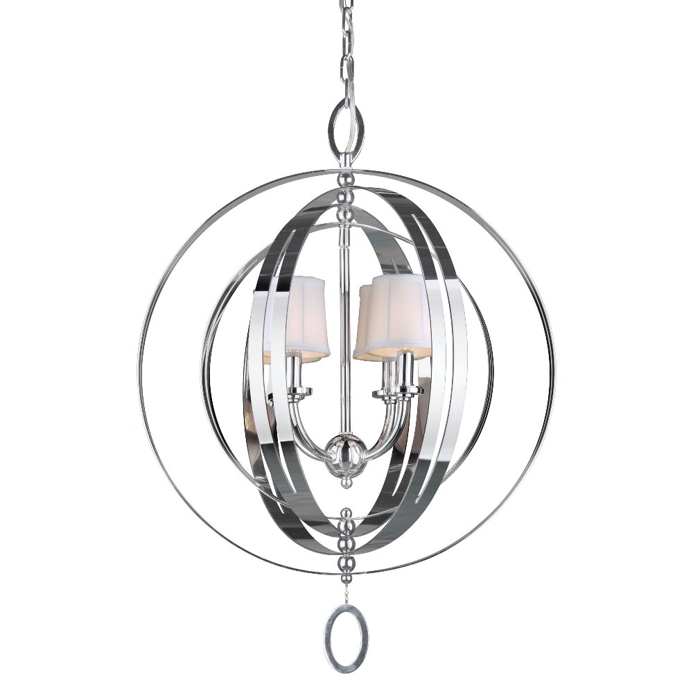 Forte Lighting-7039-04-05-Oscar - 4 Light Chandelier-30.25 Inches Tall and 21.5 Inches Wide   Chrome Finish with White Fabric Shade