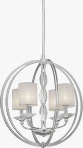 Forte Lighting-7040-04-05-Four Light Pendant   Chrome Finish Fabric Shade