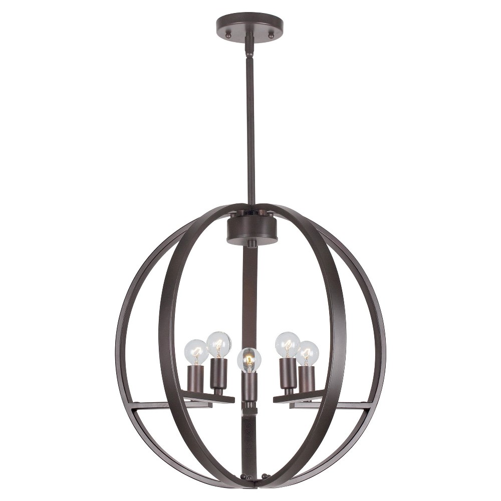Forte Lighting-7057-05-32-Blake - 5 Light Sphere/Orb Chandelier-17.5 Inches Tall and 17.25 Inches Wide   Antique Bronze Finish