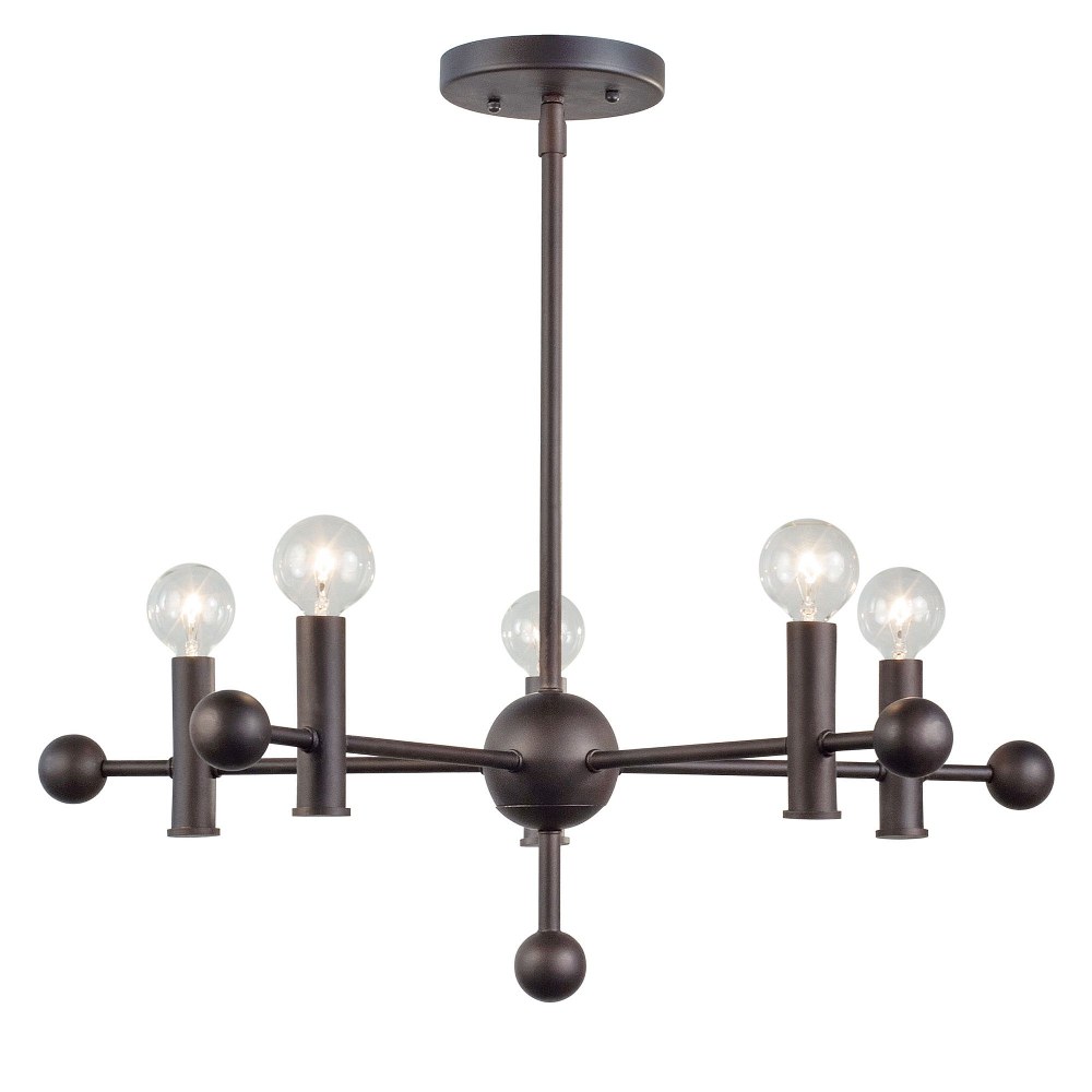 Forte Lighting-7058-05-32-Mia - 5 Light Chandelier-8 Inches Tall and 22.5 Inches Wide   Antique Bronze Finish