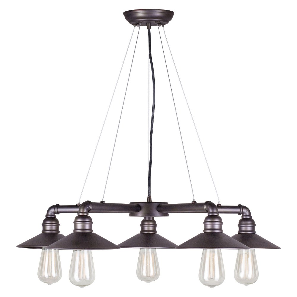 Forte Lighting-7059-05-32-Ori - 5 Light Chandelier-5.25 Inches Tall and 27 Inches Wide   Antique Bronze Finish with Metal Shade