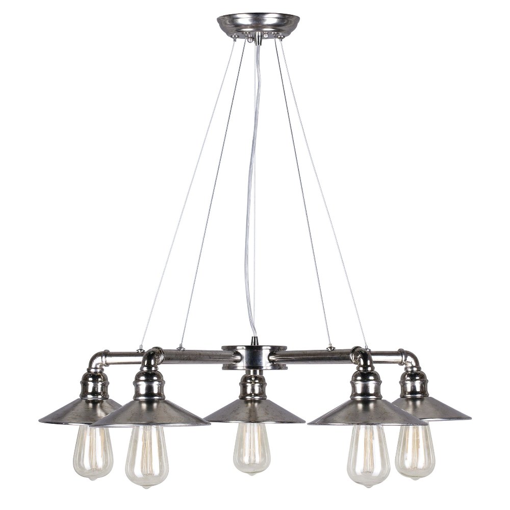 Forte Lighting-7059-05-69-Ori - 5 Light Chandelier-5.25 Inches Tall and 27 Inches Wide   Vintage Chrome Finish with Metal Shade
