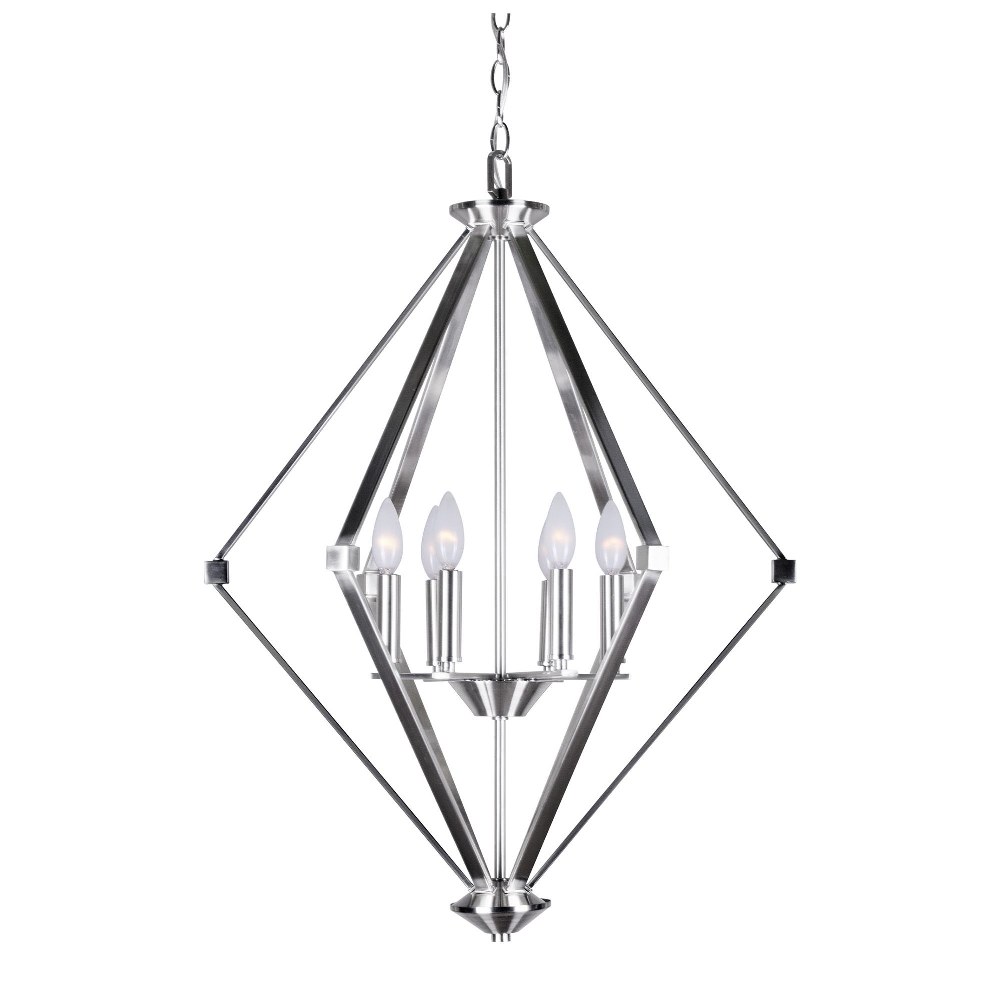 Forte Lighting-7062-06-55-Eddy - 6 Light Foyer Pendant-31.75 Inches Tall and 23.75 Inches Wide   Brushed Nickel Finish